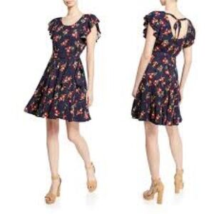 Jill Jill Stuart Floral Jacquard Flutter Sleeve Dress  Womens Size medium